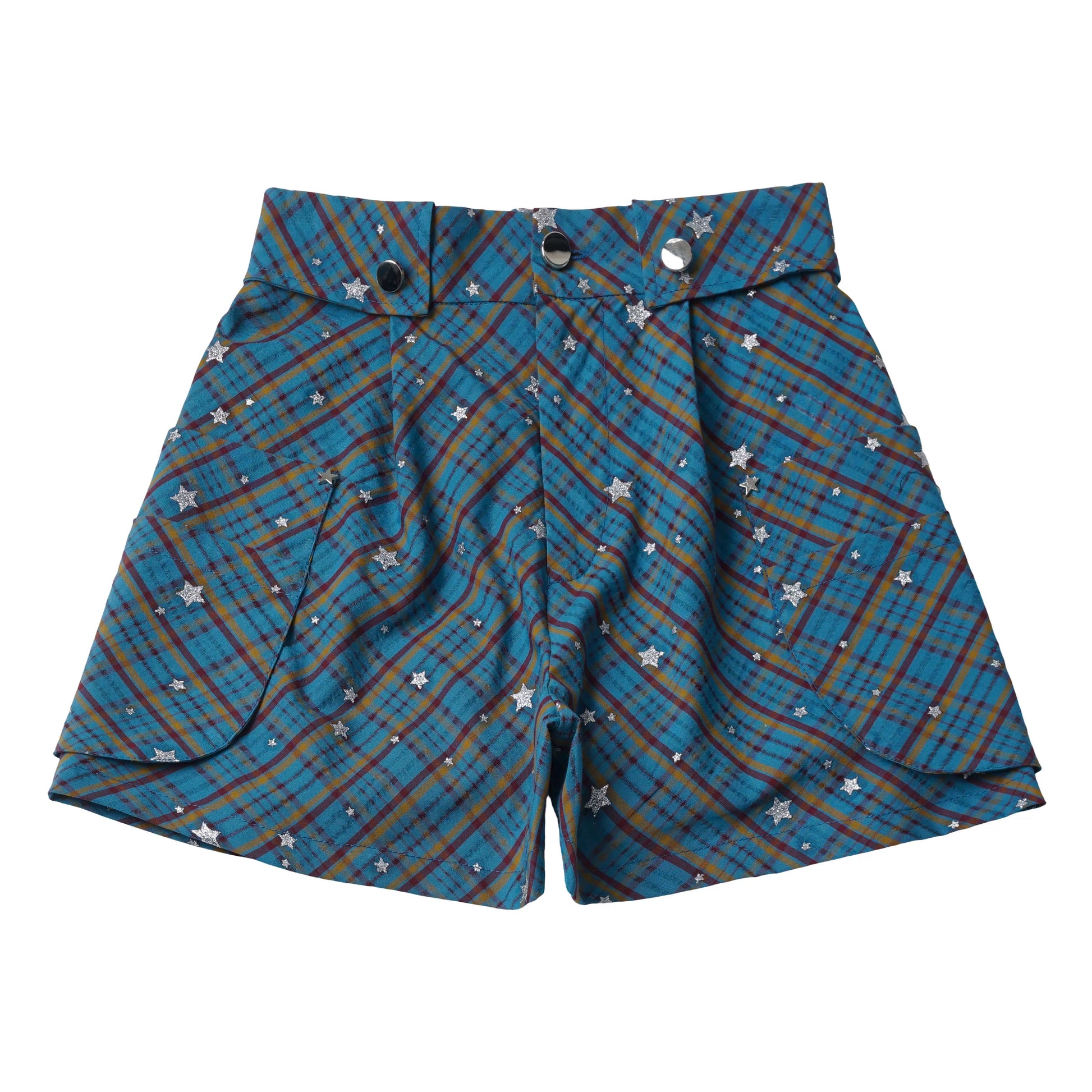 Ships Now【Miexing Story】Custom Color-Block Blue-White Little Lamb Star Pattern Starry Fabric Casual Bottoms