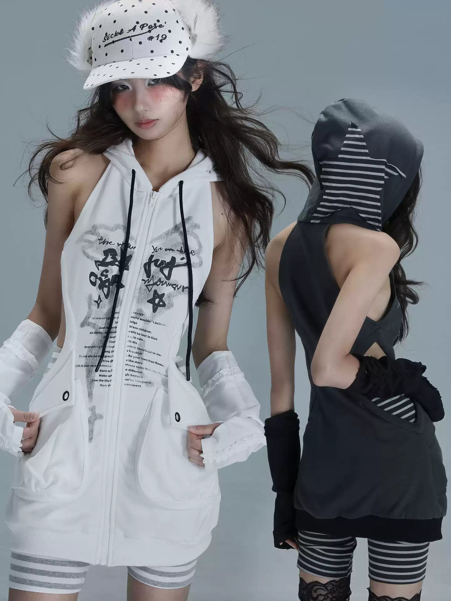 street hollow long hoodie dress