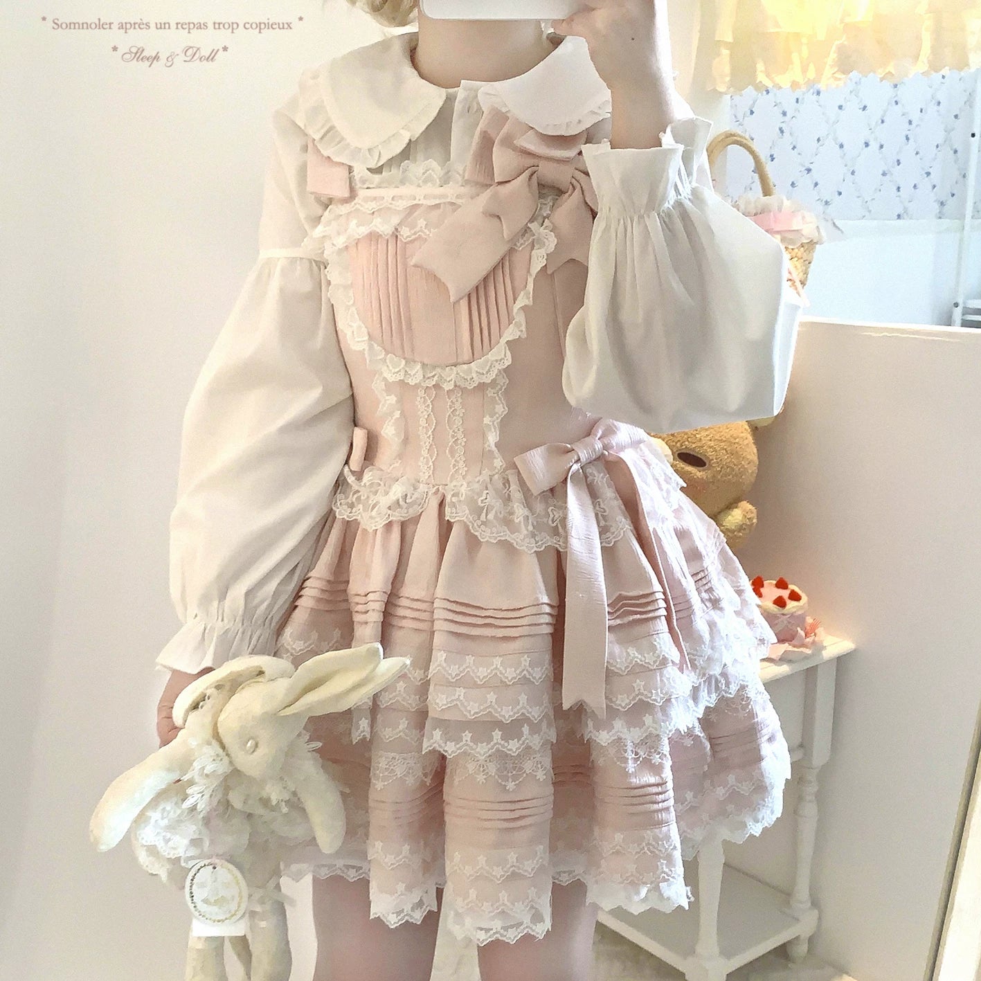 Last-Stock xcy Sweet Girl Butterfly Bow Embossed Star Pattern Lace Layered Puffy Cake Slip Dress