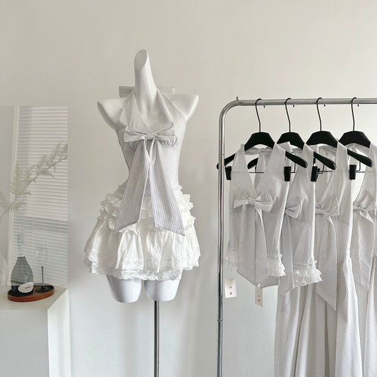 MIYOU Handmade 2026 Summer Ready Stock “Human Monroe” Fishbone Corset-Style Halter V-Neck Dress, Fishbone Bustier Slip Dress