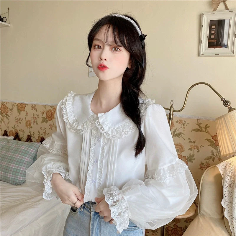 Sweet Lolita Shirt White Doll Collar Shirt