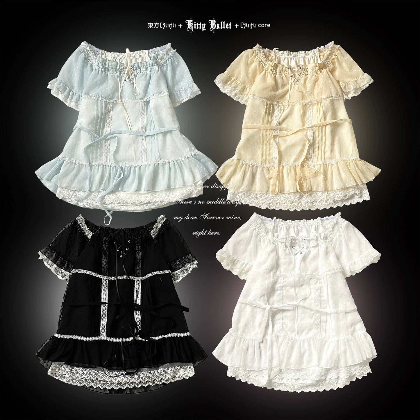 KittyBxllet Original “Misa Saisei” Vintage Nainain Loose-Fit Lace Polka Dot Top with Tie Detail