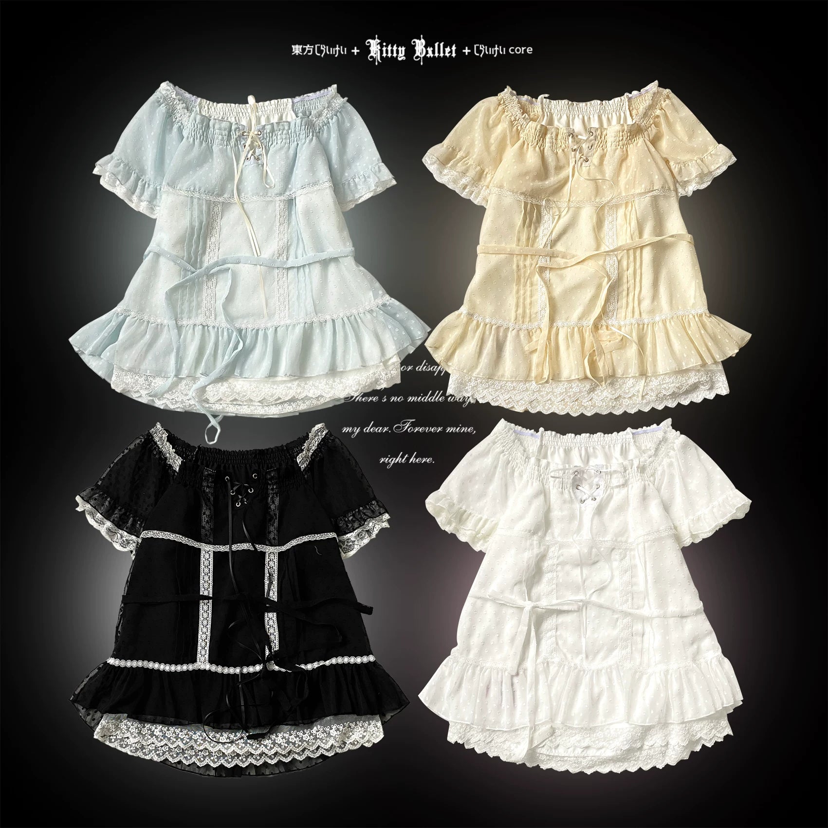 KittyBxllet Original “Misa Saisei” Vintage Nainain Loose-Fit Lace Polka Dot Top with Tie Detail