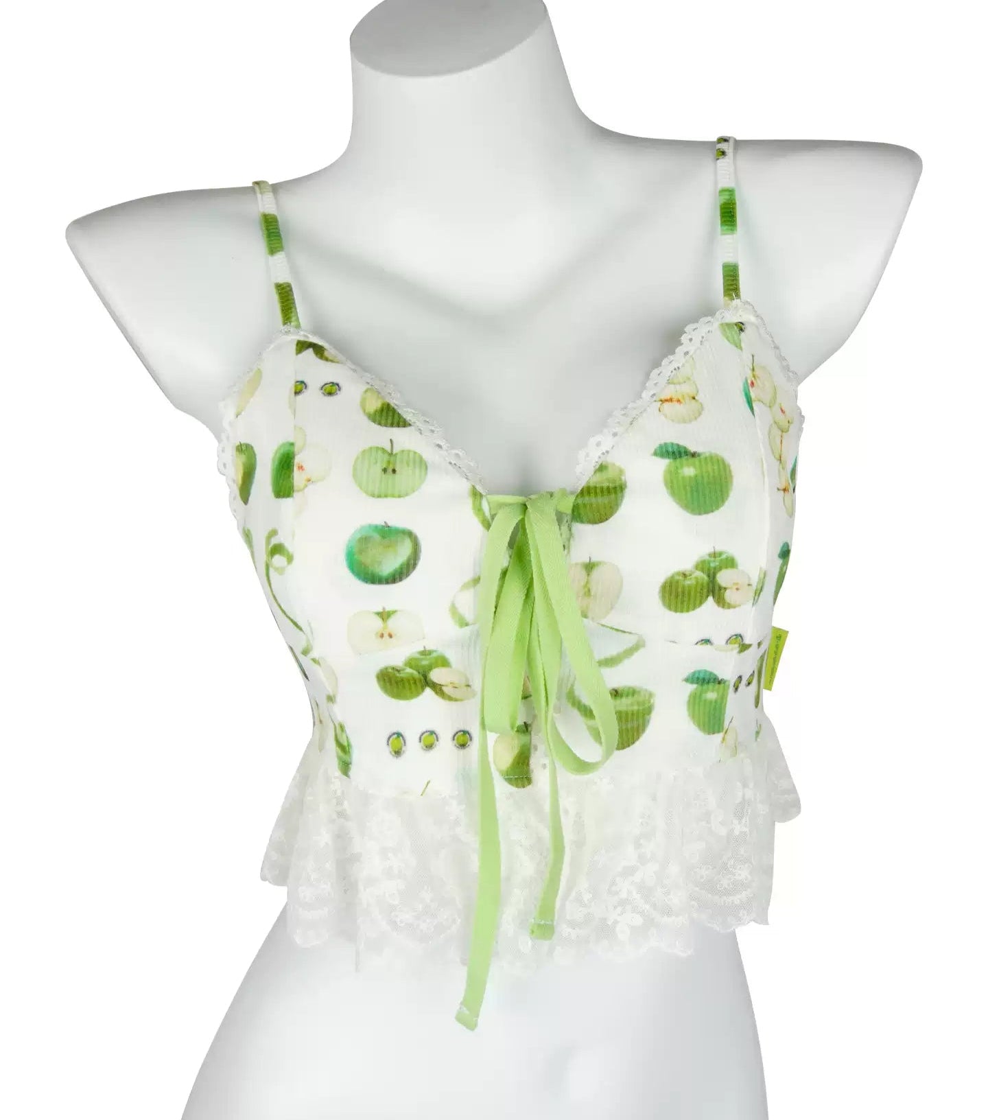 green apple printed lace tie cute little vest