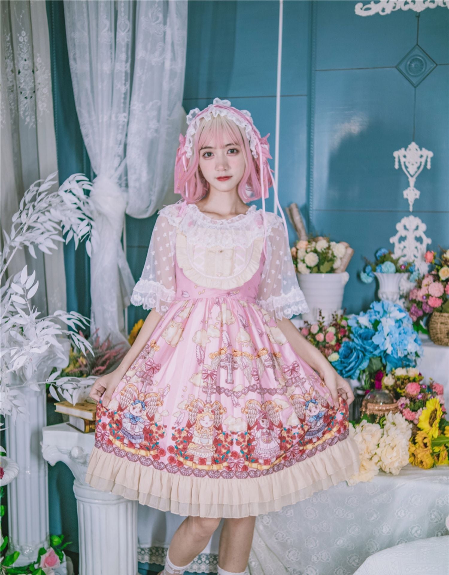 Niu Niu~Plus Size Lolita Shirt Lace Mesh Blouse