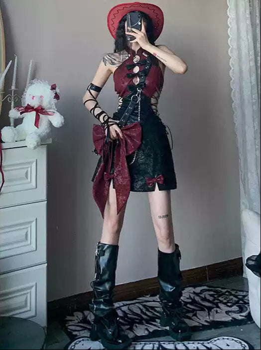 Chinese style cheongsam backless dress