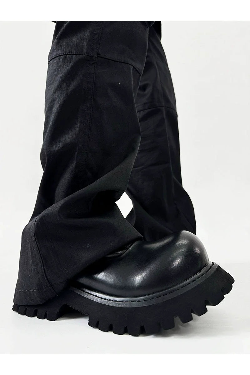 Chunky Black Leather Lug Sole Derby Shoes