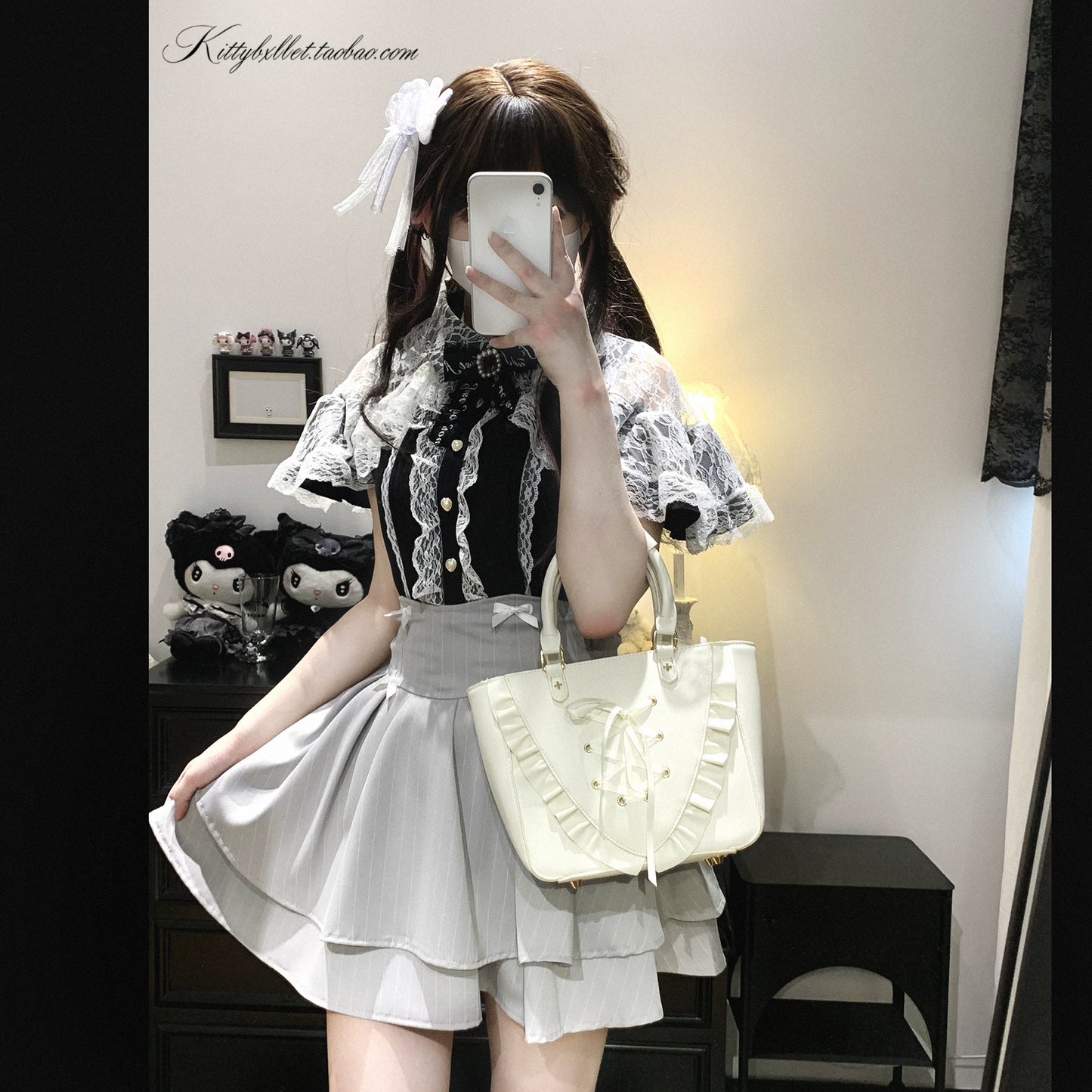 KittyBxllet Original “Love Princess Xin Sha / Short Sleeve” Lace Crop Top Shirt