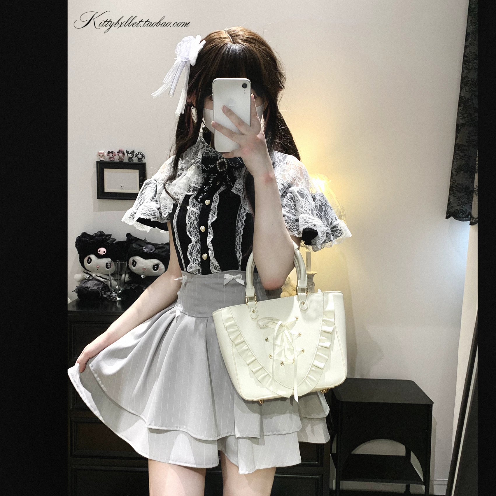 KittyBxllet Original “Love Princess Xin Sha / Short Sleeve” Lace Crop Top Shirt