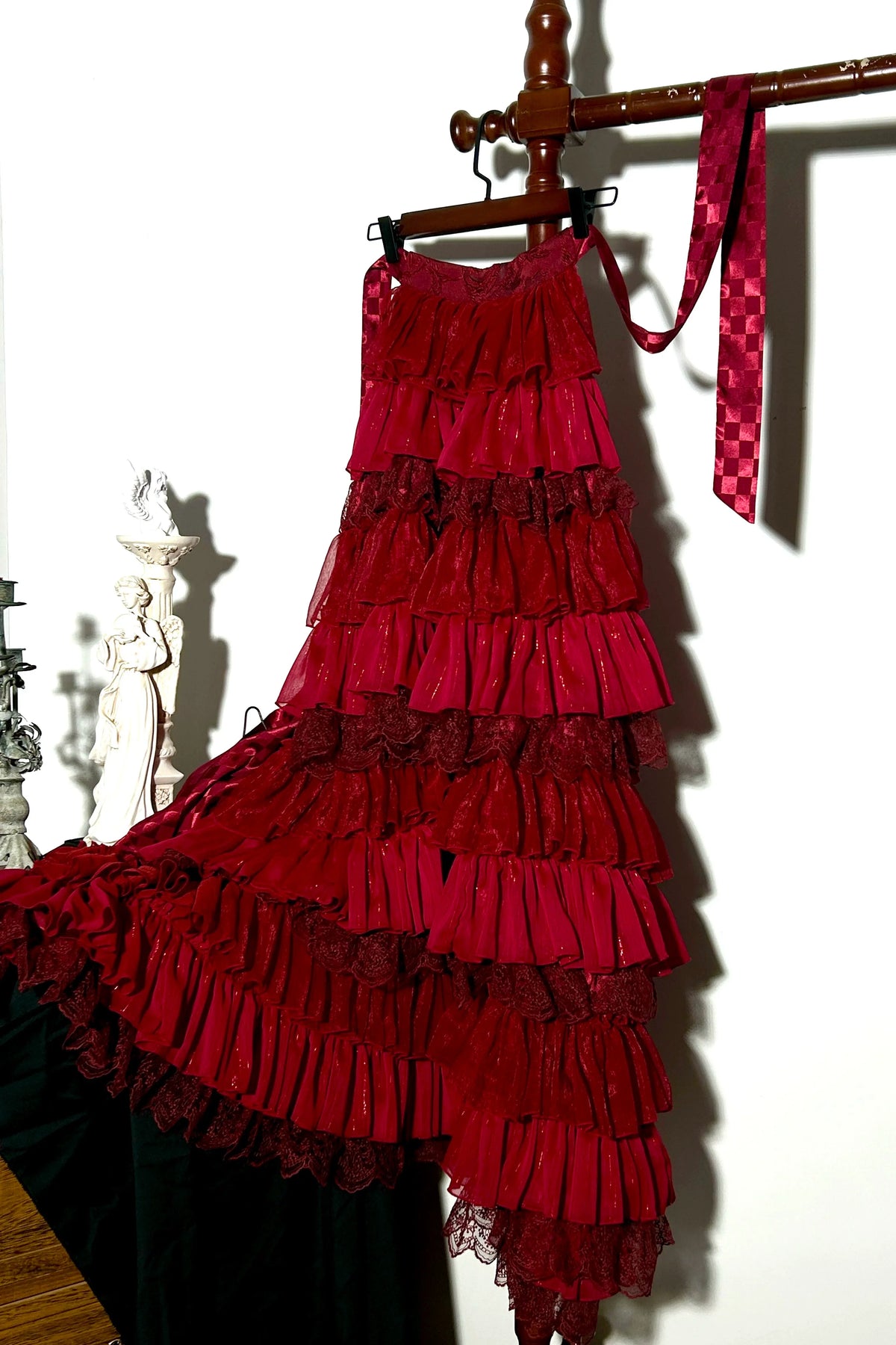 Fishbone Bustier Lolita Skirt + Shirt + Vest + Tail + Pants Red]［Tail］