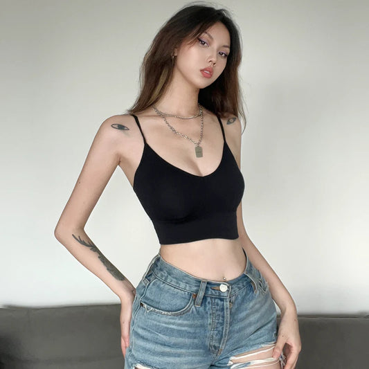 Soft Girl Lace Cami | Y2K Built-In Bra Tank Top