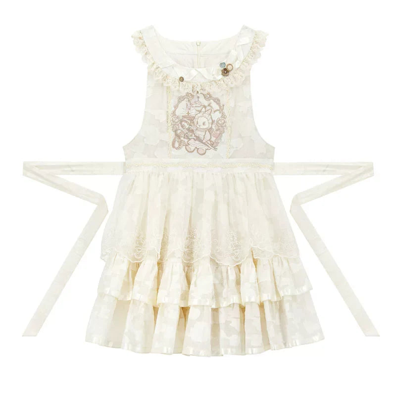 Chinese Pastel Top + Apron + Bow + Necklace + Brooch + Hair Accessories