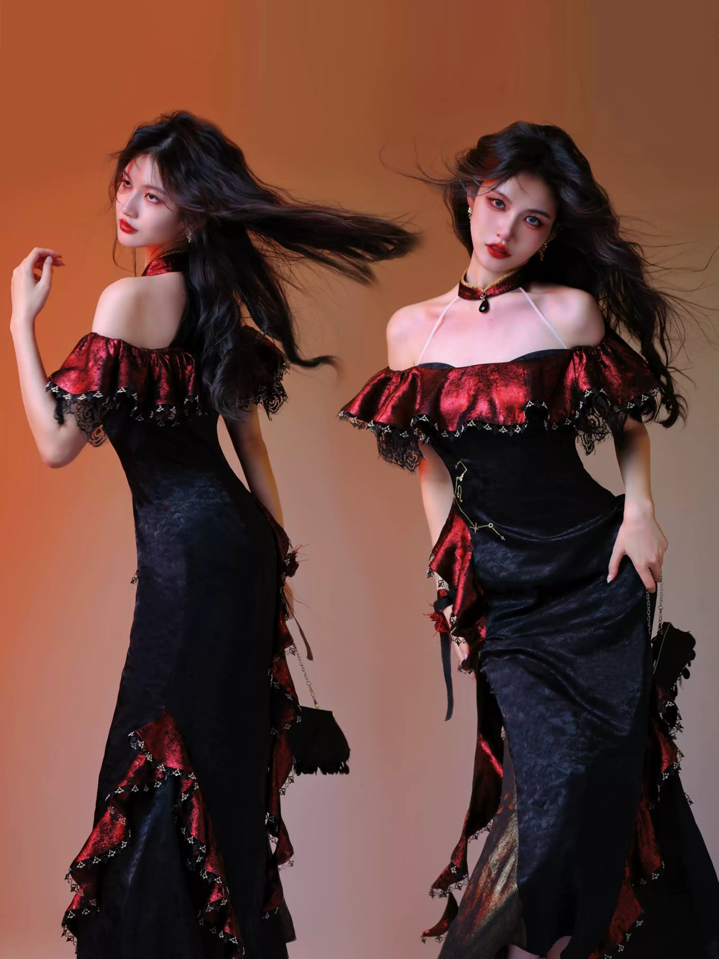 Red Flame Cheongsam Dress
