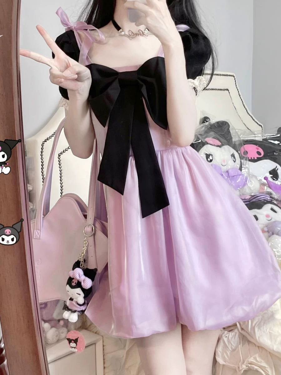 Princess Puff Sleeve Tulle Dress | Bow Corset Fairy Dress for Women