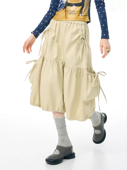 High Waisted A-Line Skirt | Vintage Utility Brown Midi Skirt for Women
