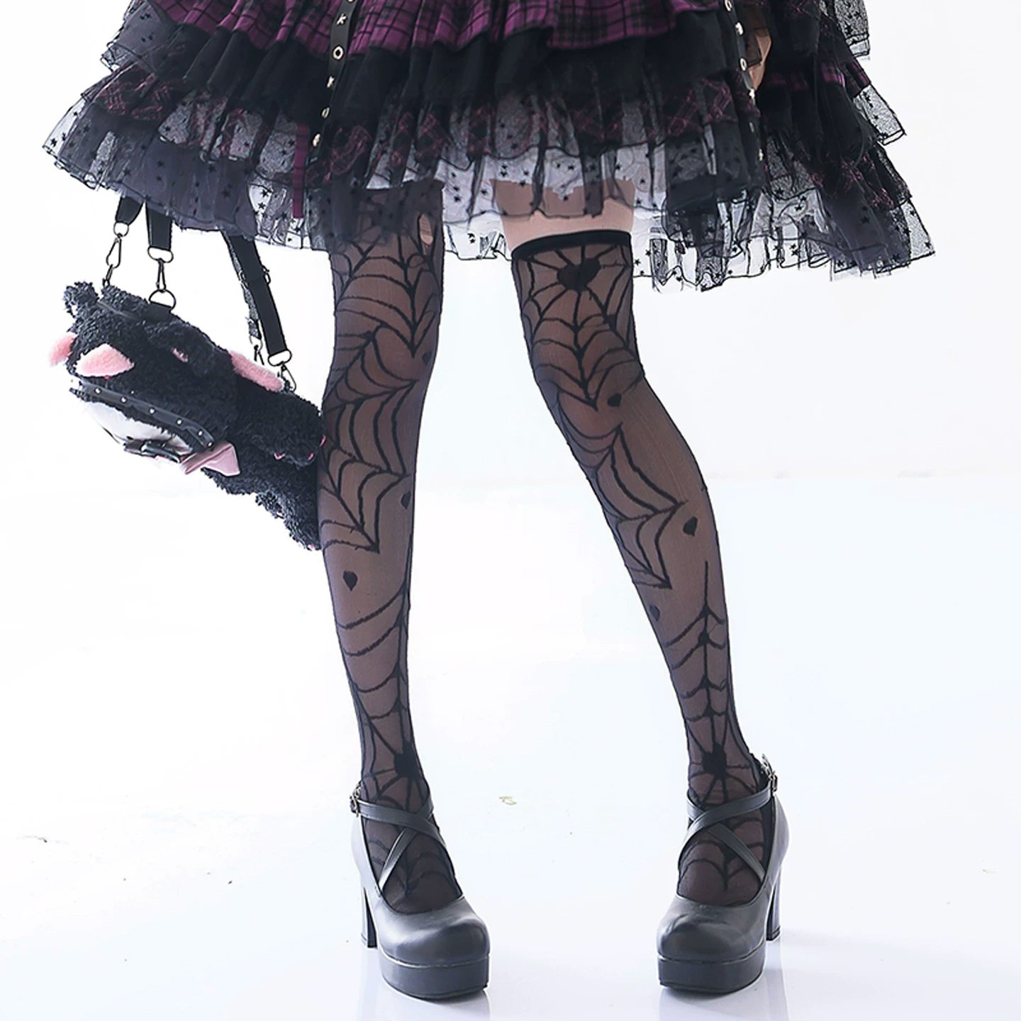 Heart of Crotot Lolita Socks for Women, Summer Mid-Calf, Glass-Silk Ultra-Thin Over-Knee Socks, Japanese Lolita Lace