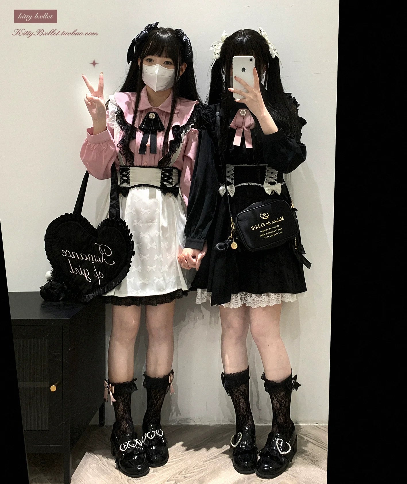 (BFM)KittyBxllet~Kuroneko~Jirai Kei Shoulder Open Ruffle Lace Long Sleeve Blouse