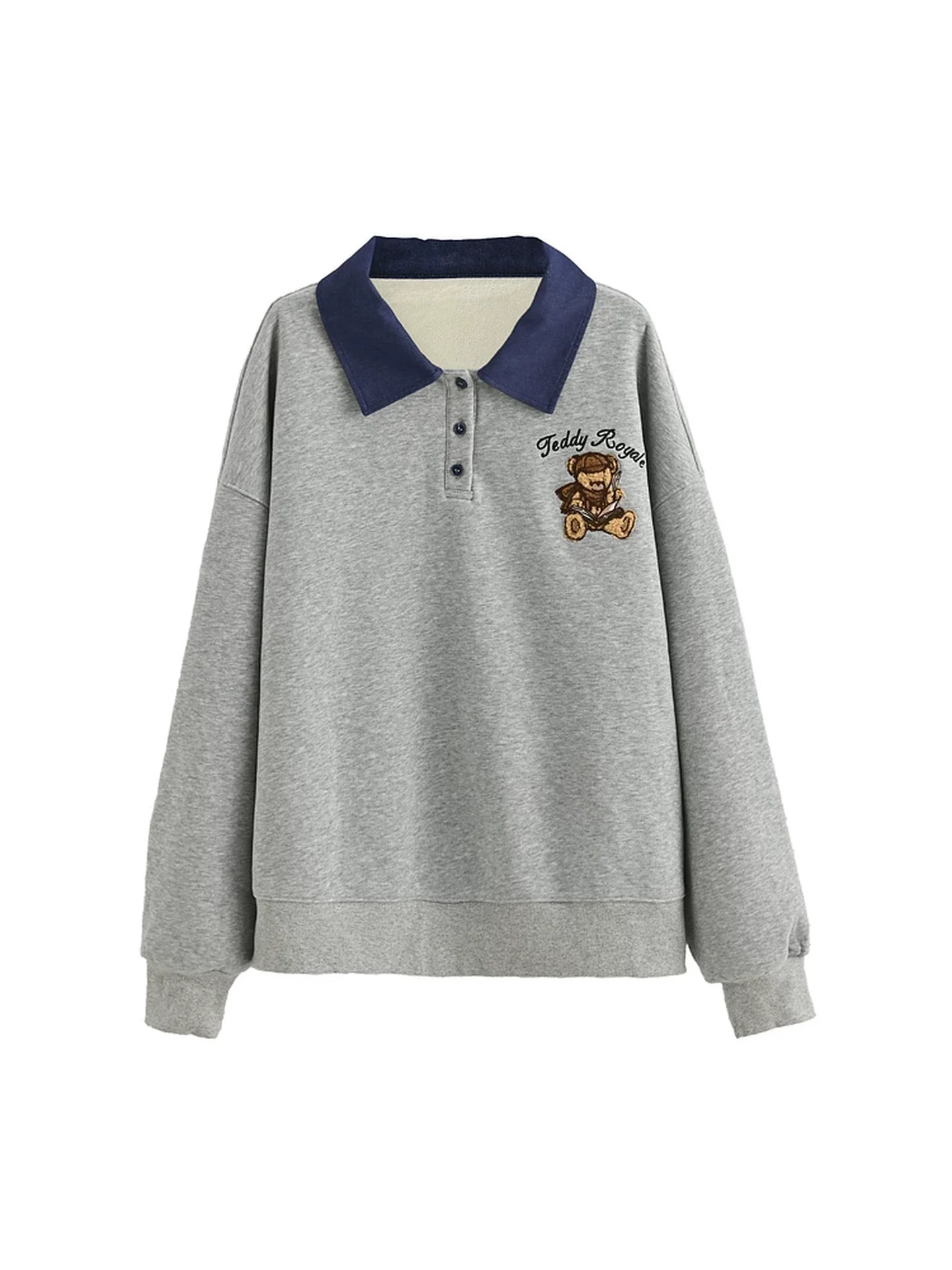 Cute Bear Embroidered Sweatshirt