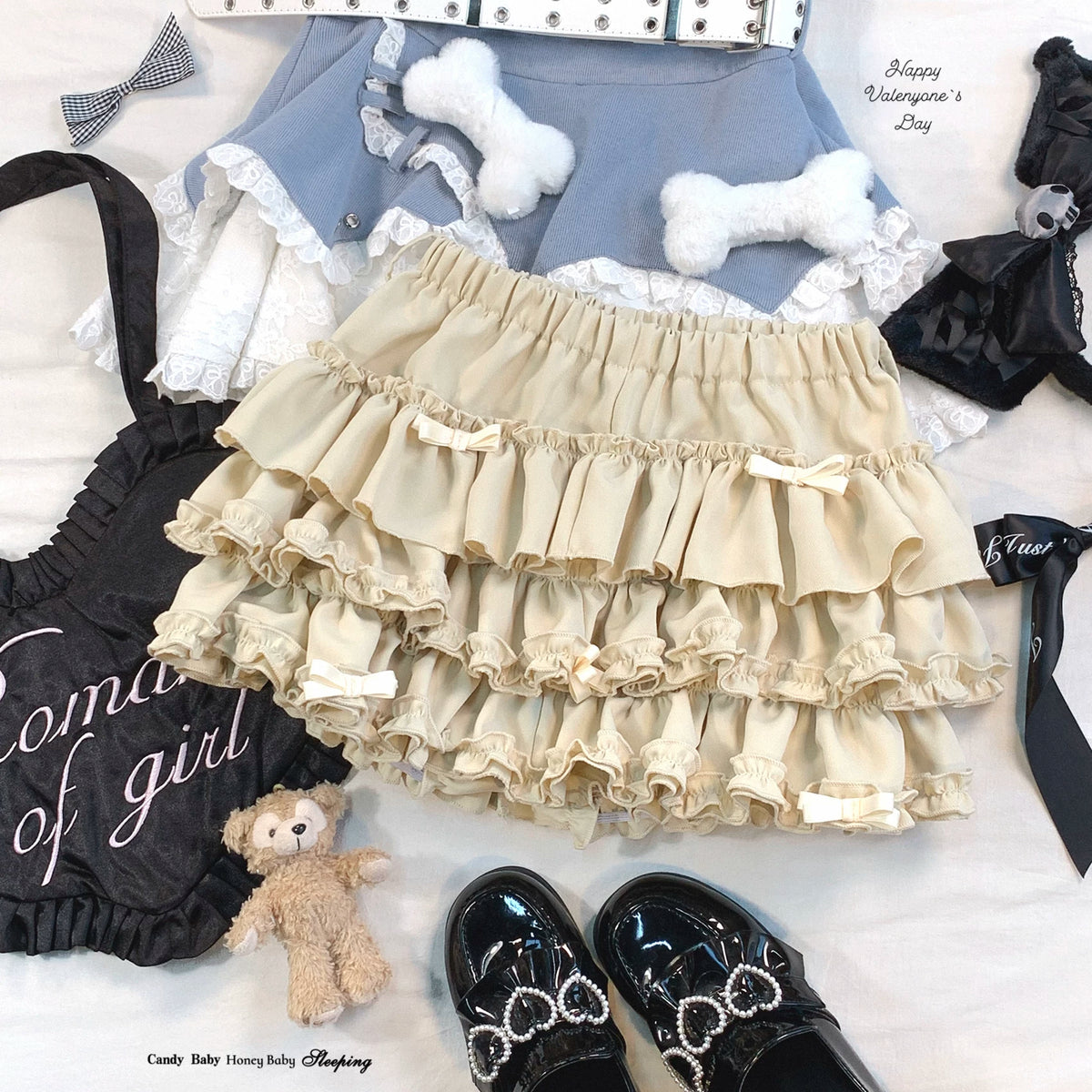 Sleepingdoll Handmade* Old-School Layered Cake Bow Tutu Pants