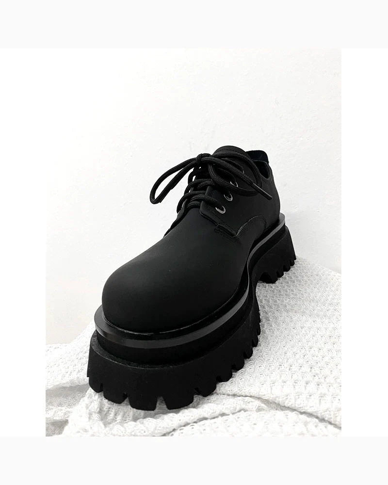 Thick-Soled Chunky Black Platform Derby Shoes