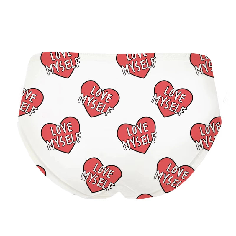 Ins Style American-Sexy Pure-Cute Ice-Silk Printed Underwear for Women, Cotton Gusset, Peach-Butt Low-Rise, Breathable, Seamless, Lightweight