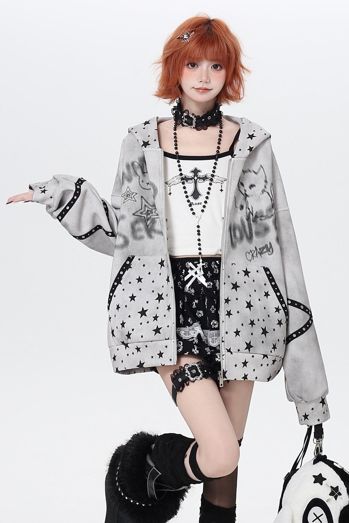 Devil Star Graffiti Hooded Jacket
