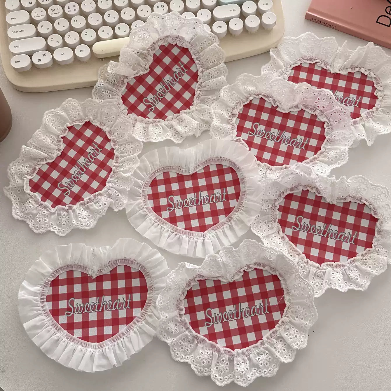 Ins plaid lace coaster