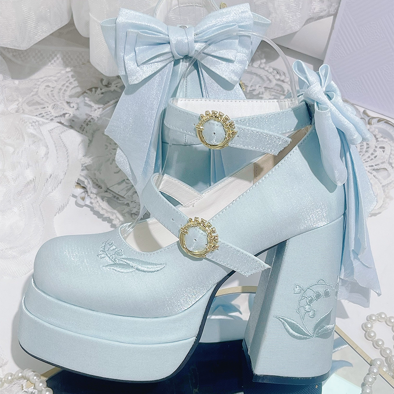 Coquette Bow Satin Platform Mary Jane Shoes