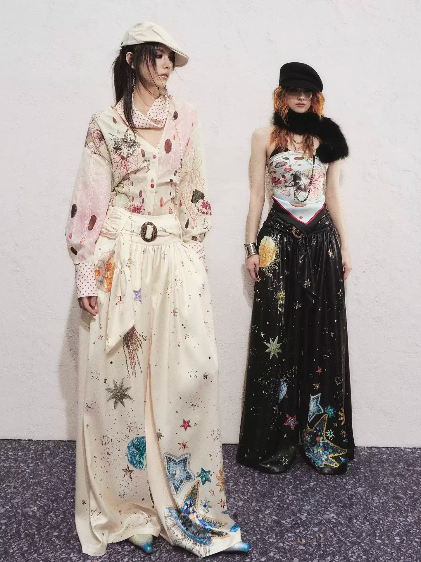 Starry Sky Loose Pleated Wide Leg Pants