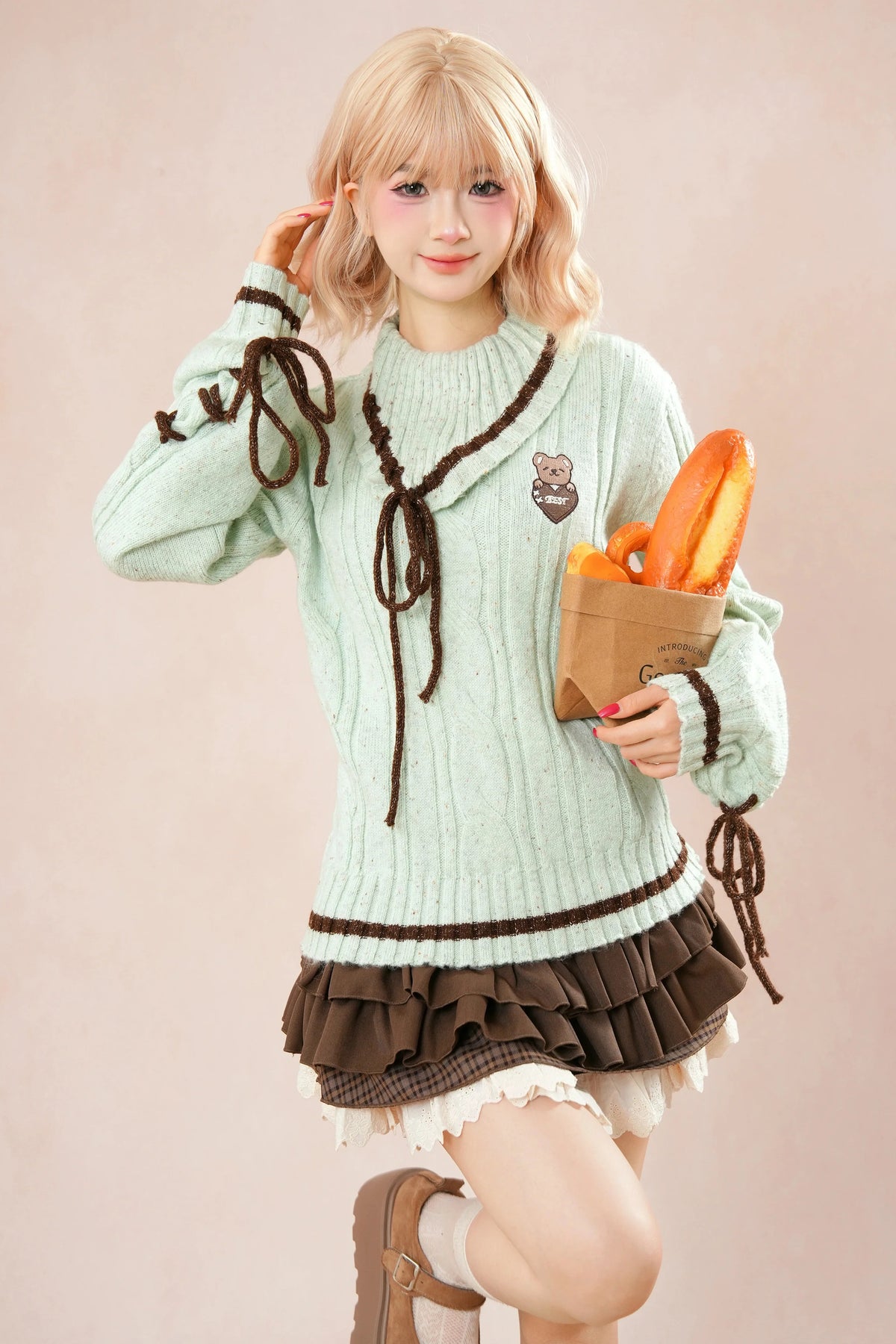 Mint Bear Knit Top + Cake Skirt