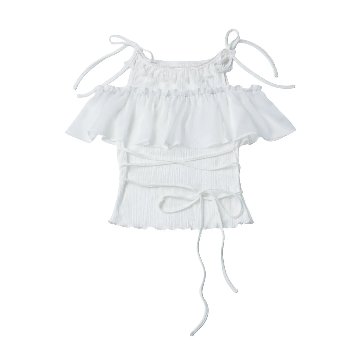 Pinksavior “Misty Star Abodes” Pink Rose Dot Tassel Knit Short-Sleeve Off-Shoulder Fitted Design Set