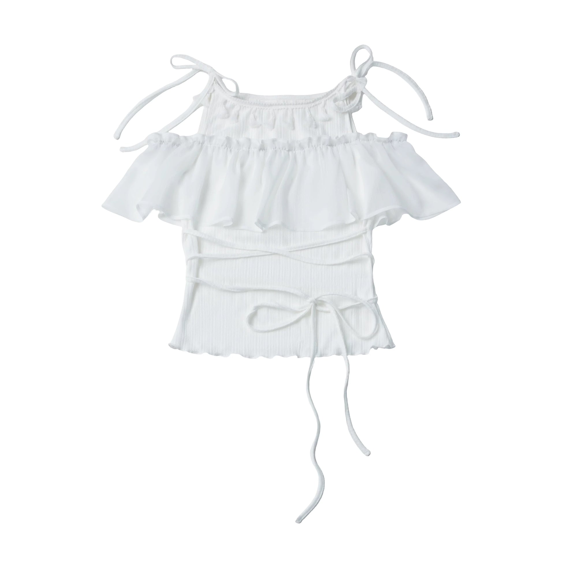 Pinksavior “Misty Star Abodes” Pink Rose Dot Tassel Knit Short-Sleeve Off-Shoulder Fitted Design Set
