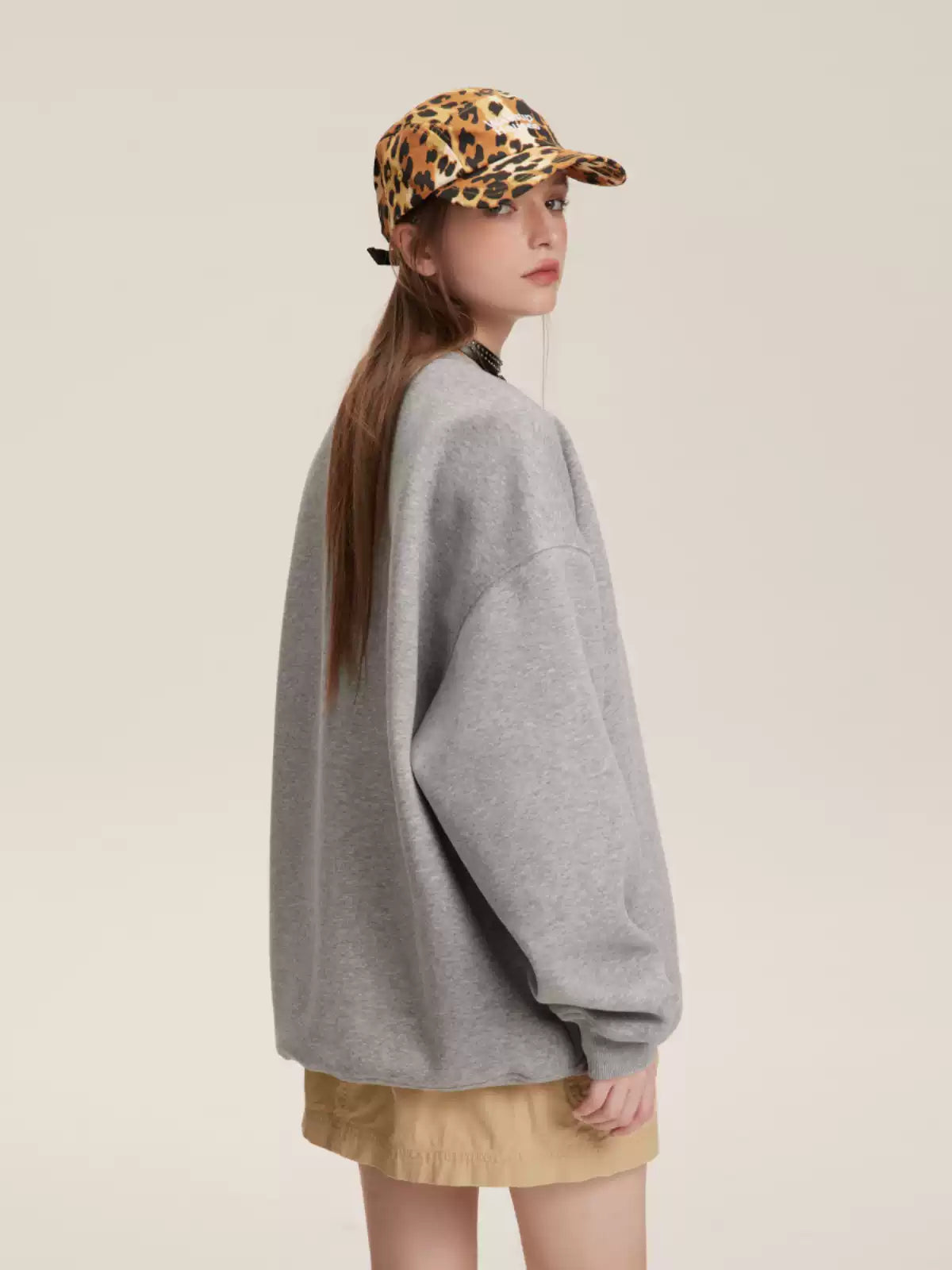 American retro all-match leopard print pocket sweatshirt