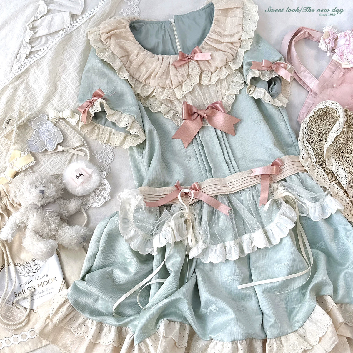 “Sleepingdoll” Handmade Cheese Butterfly Bow Low-Waist Jacquard Point D’Art Tulle Apron Dress