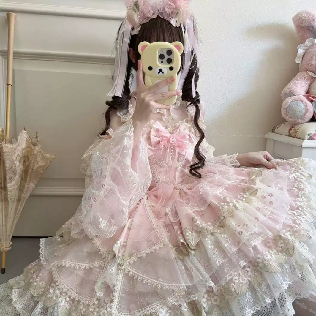 Pink Mesh Lace Princess Lolita Dress