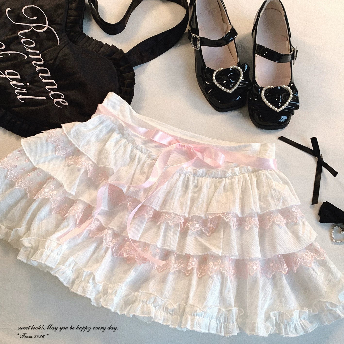 Last-Season Deal KB Sweet Layered Lace Ruffle Ribbon Tied Cute Cake Dress Skirt