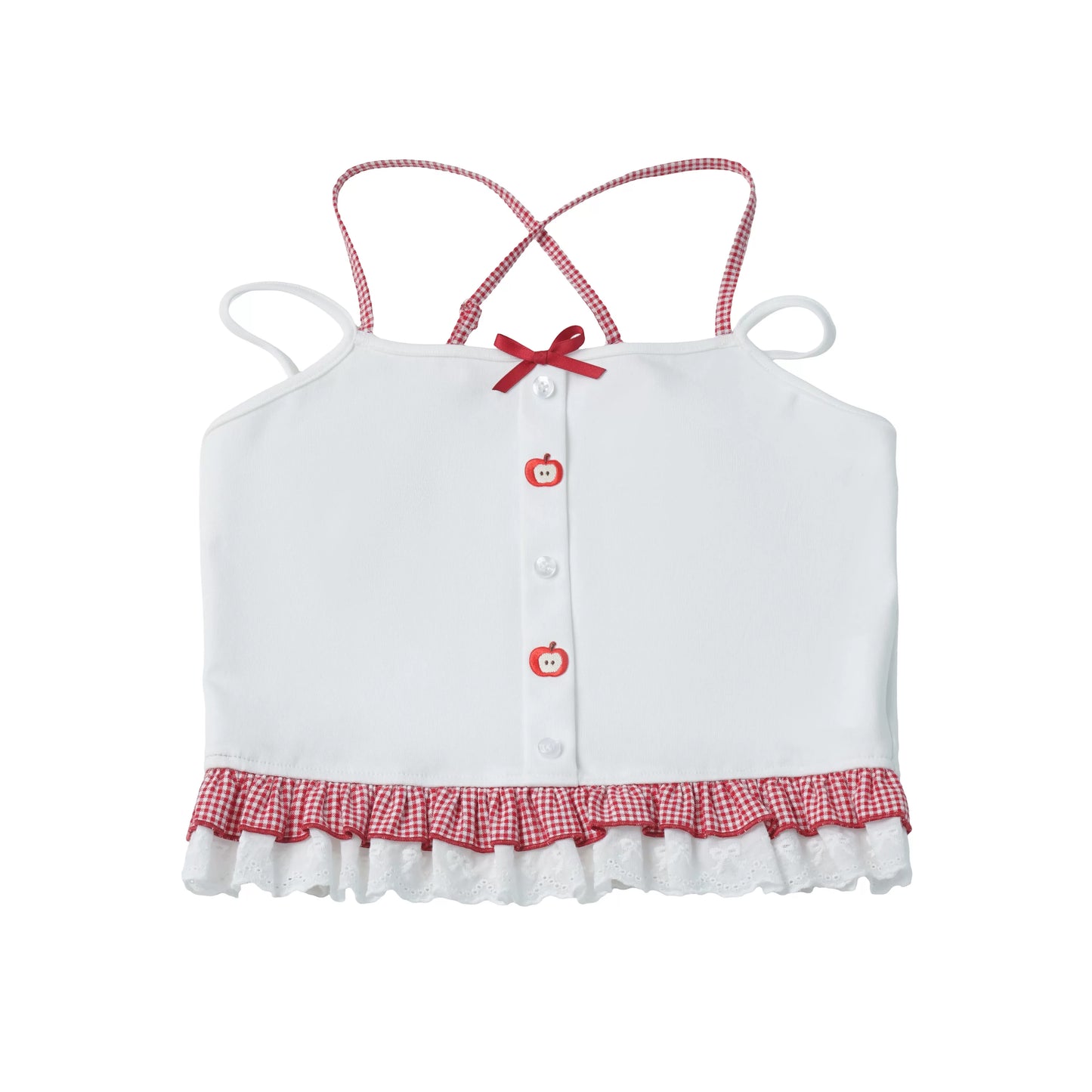 Fast Dispatch【Sugar Heart Apple】Red &amp; White Bunny Ears Pattern Knit Cropped Cardigan Layered Cake Dress