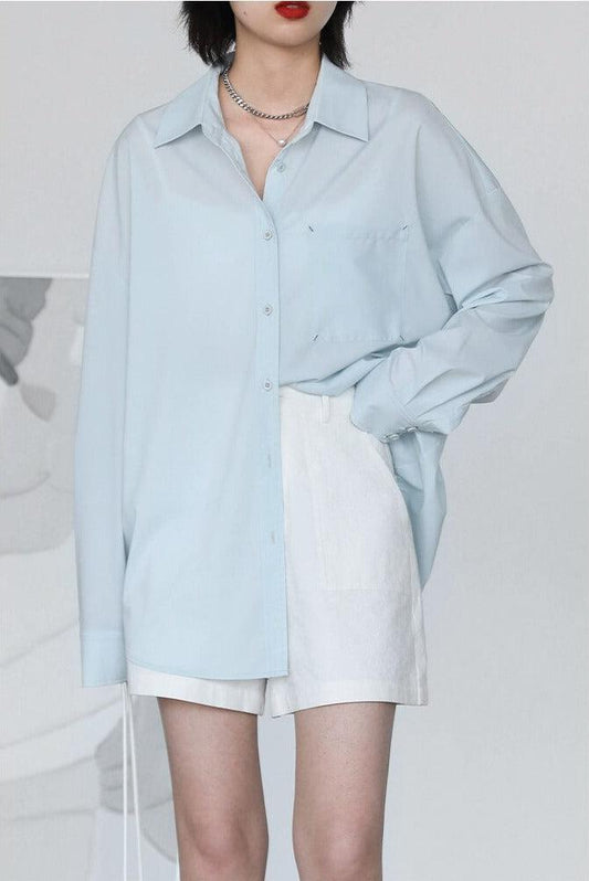 Oversized Poplin Shirt Blue