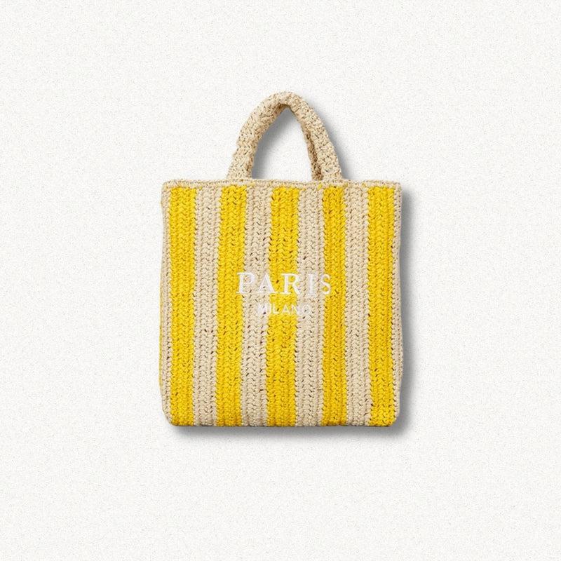 Paris Straw Beach Bag Yellow