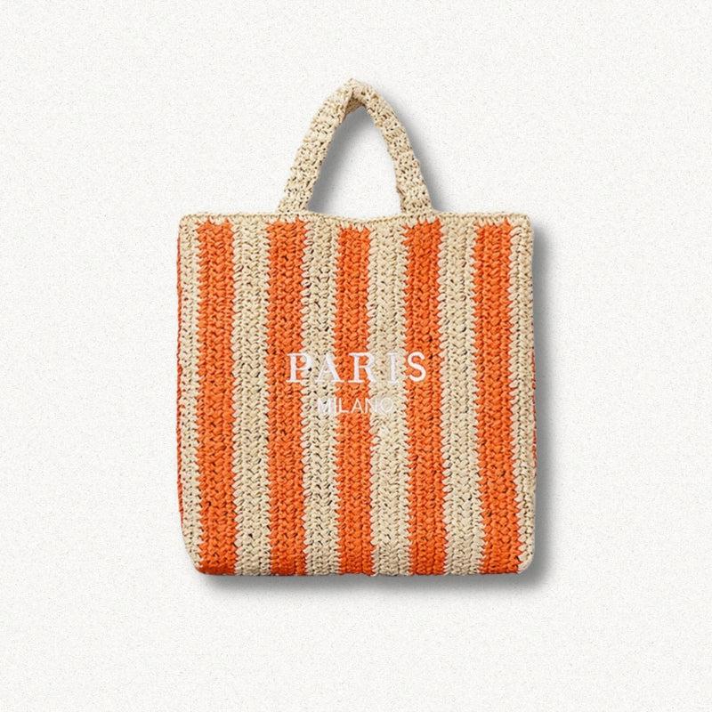 Paris Straw Beach Bag Orange