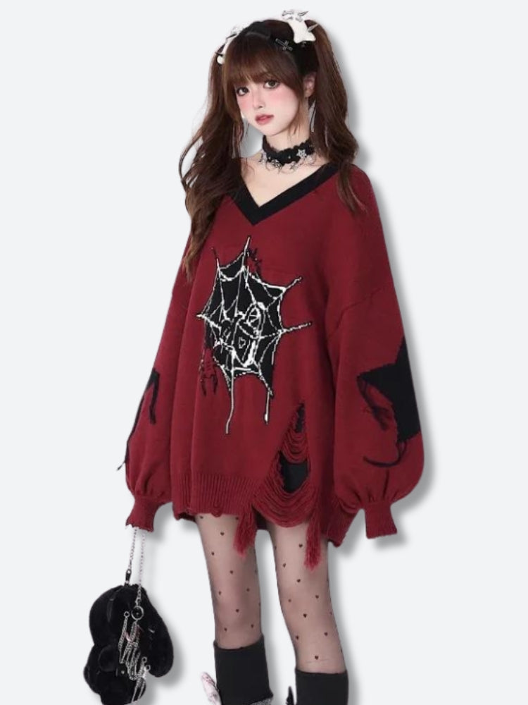 Pastel Goth Sweater Red