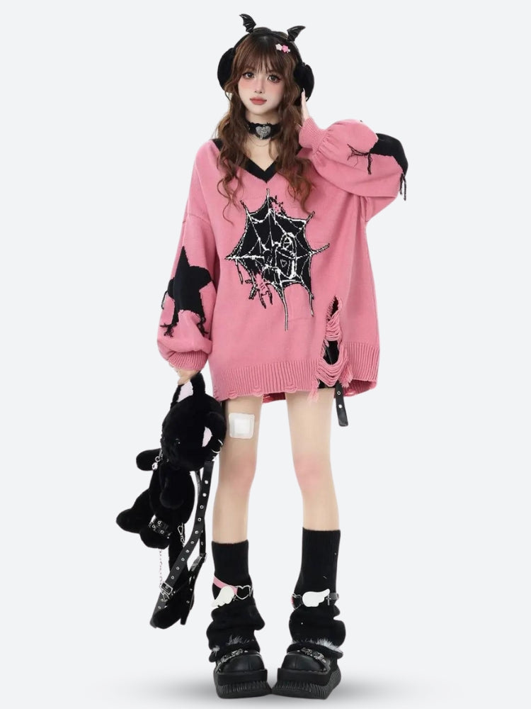 Pastel Goth Sweater Pink