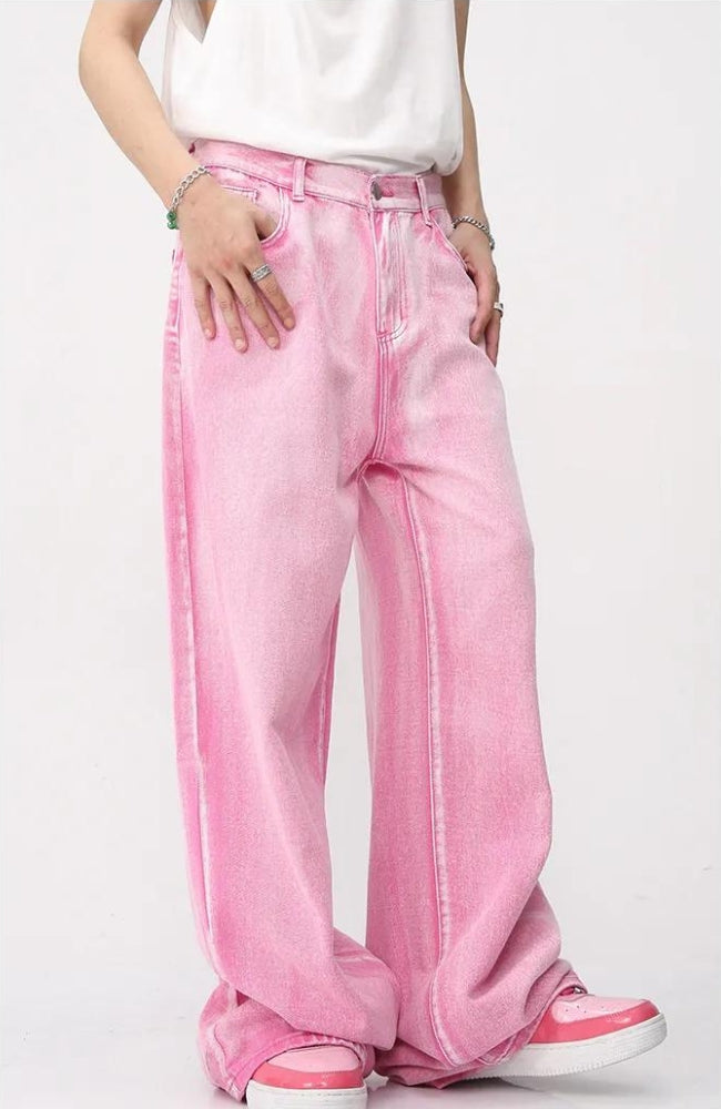 Denim Pink Jacket & Pants Two Piece Set