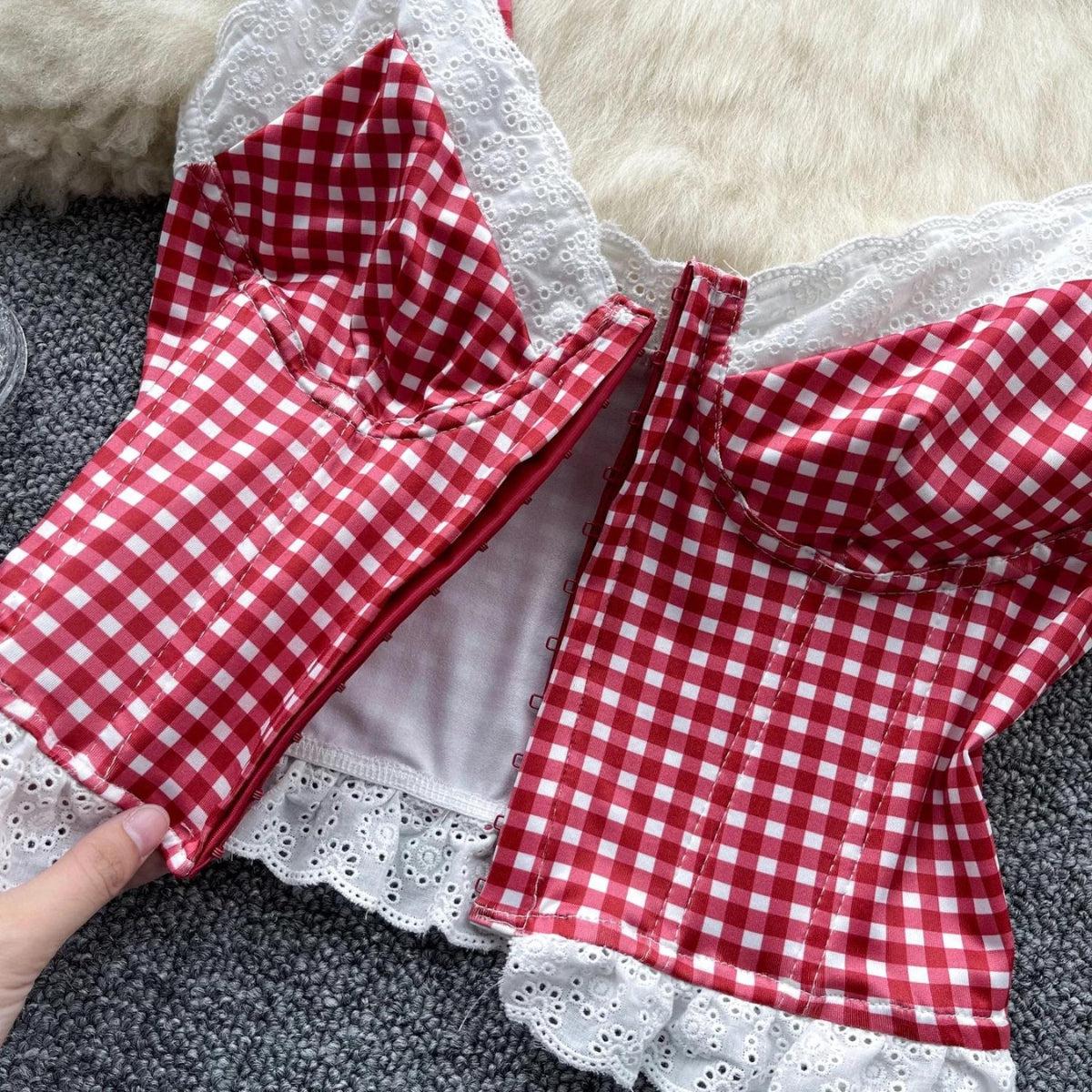 Plaid Bustier Crop Top