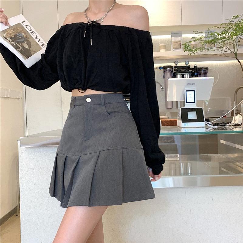 Pleated College Mini Skirt