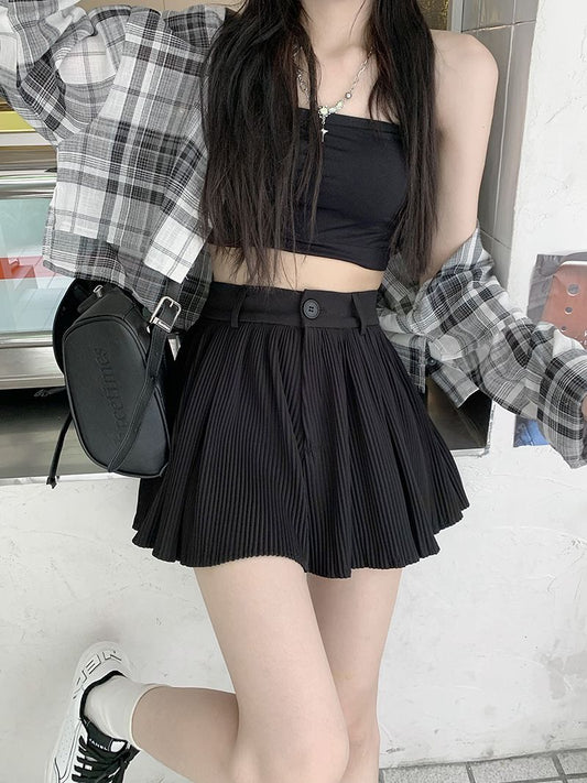 Pleated Mini Skort Black