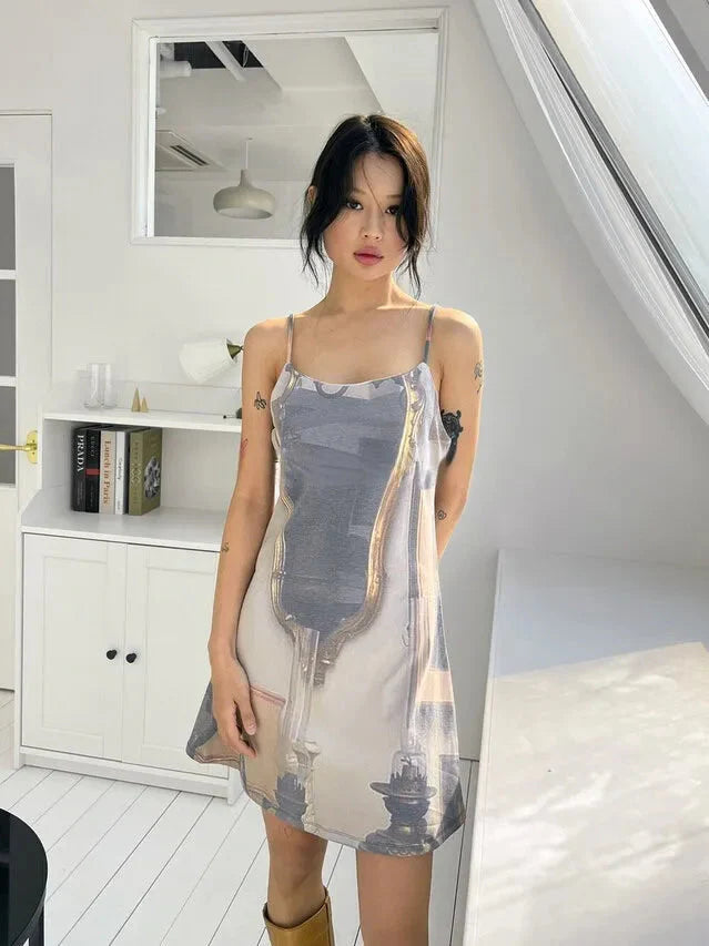 Renaissance Open Back Mini Dress Gray