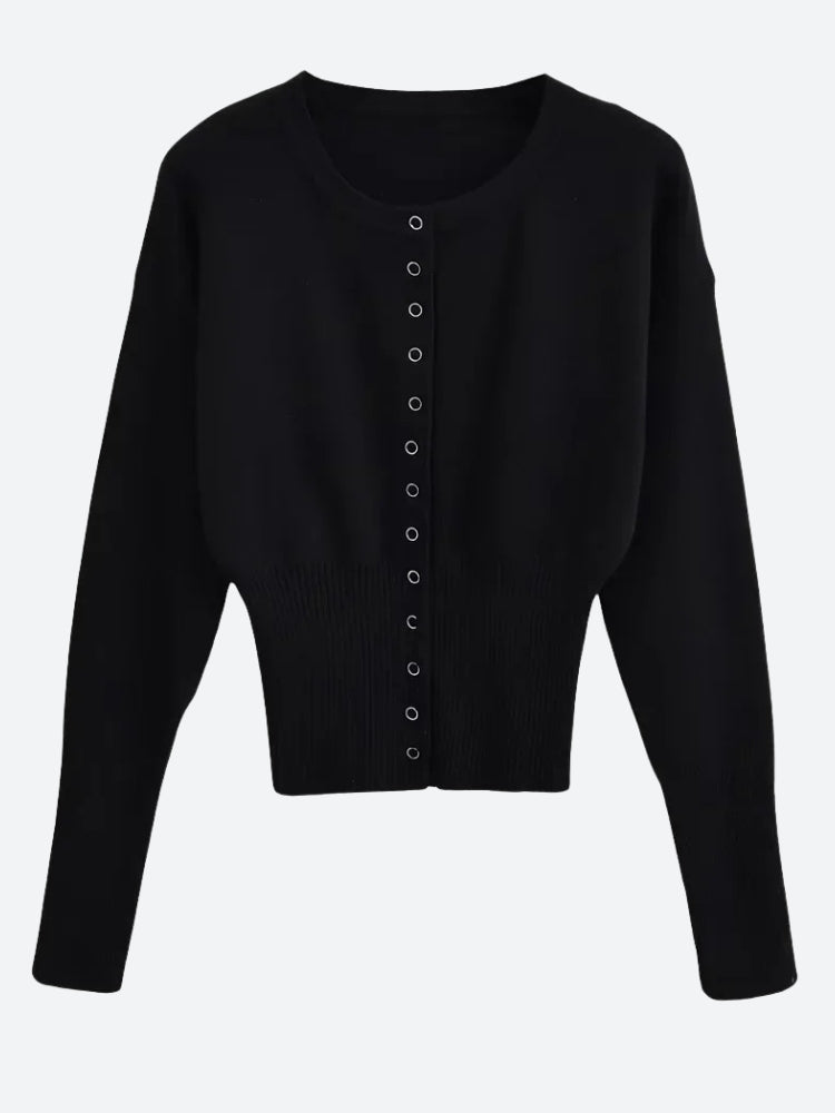 Ribbed Slim Fit Cardigan Black