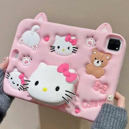 3d Pink Kitten iPad Case Pink