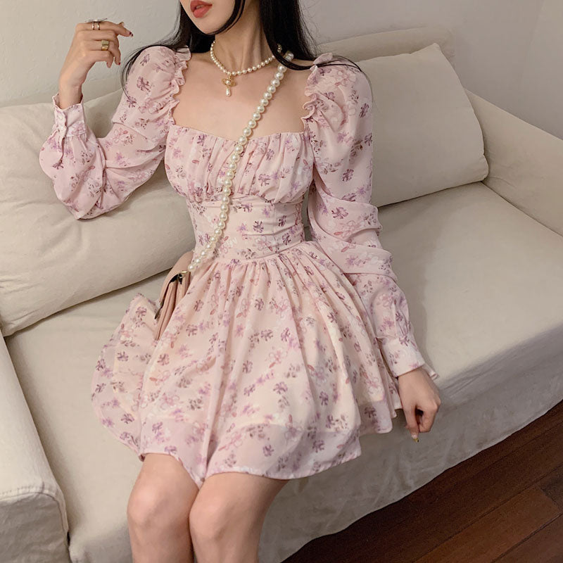 Soft Girl Vintage Floral Mini Dress